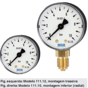 Manômetro 200 bar x PSI 63mm(2.1/2") inferior